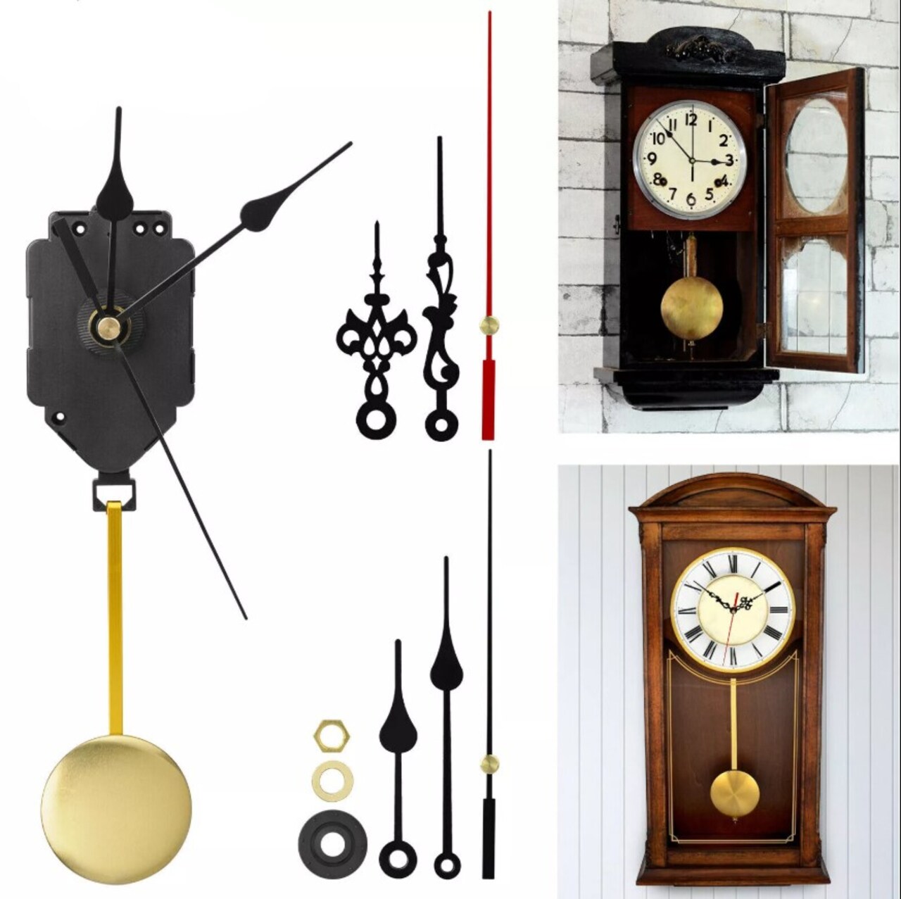 Silent Quartz Pendulum Clock Mechanism – Wall Clock Movement Repair Kit – DIY Replacement Parts for Swing Clock